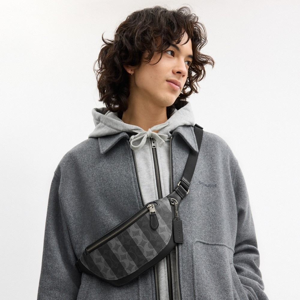 Coach Outlet Warren Mini Belt Bag In Signature Canvas With Stripes - Preorder