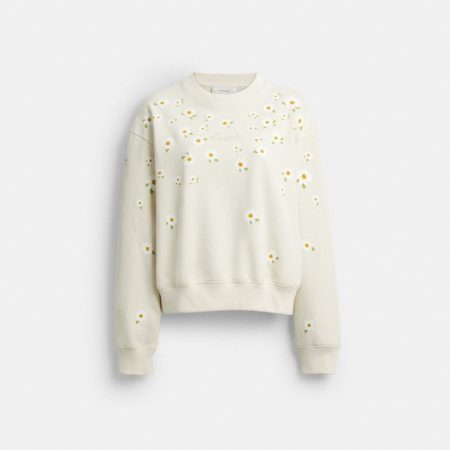 Coach Outlet Floral Crewneck Sweatshirt - Preorder — Cream