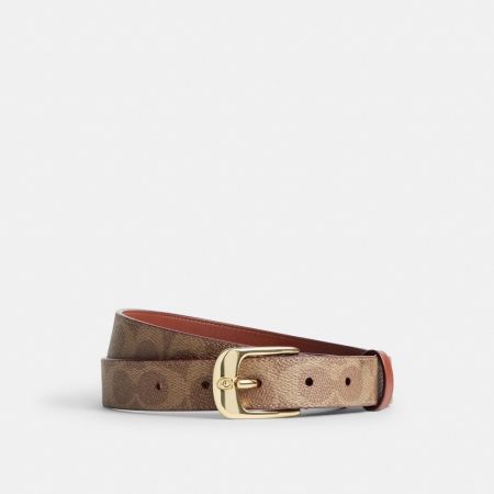 Coach Outlet C Harness Buckle Belt, 25MM - Preorder — Brass/Tan Caramel