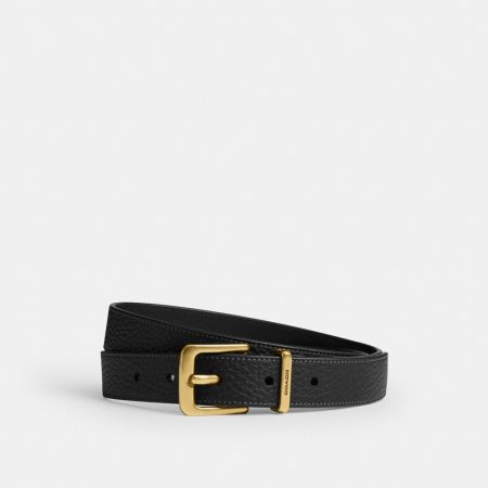 Coach Harness Hasp Buckle Belt, 25MM - Preorder — Brass/Black