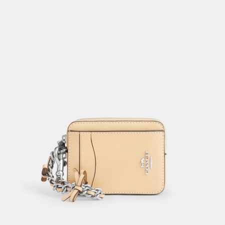Coach Outlet Zip Card Case With Bows - Preorder — Silver/Light Sand
