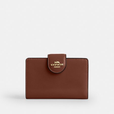 Coach Outlet Medium Corner Zip Wallet - Preorder — Brass/Redwood