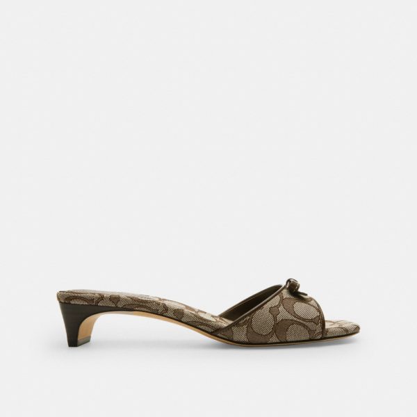 Coach Outlet Bow Kitten Heel Sandal In Signature Jacquard - Preorder
