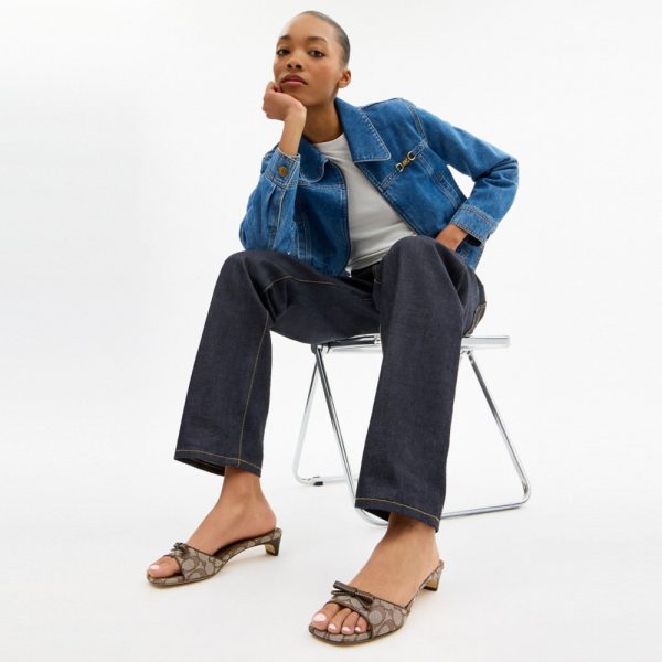 Coach Outlet Bow Kitten Heel Sandal In Signature Jacquard - Preorder