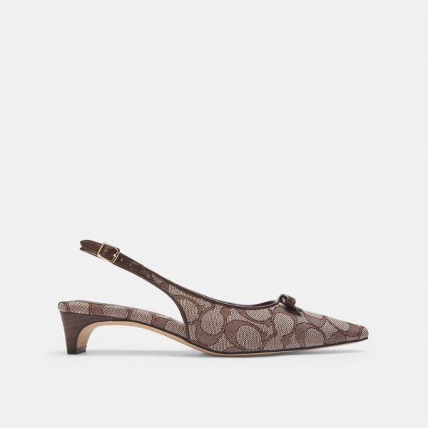 Coach Outlet Bow Slingback Heel In Signature Jacquard - Preorder