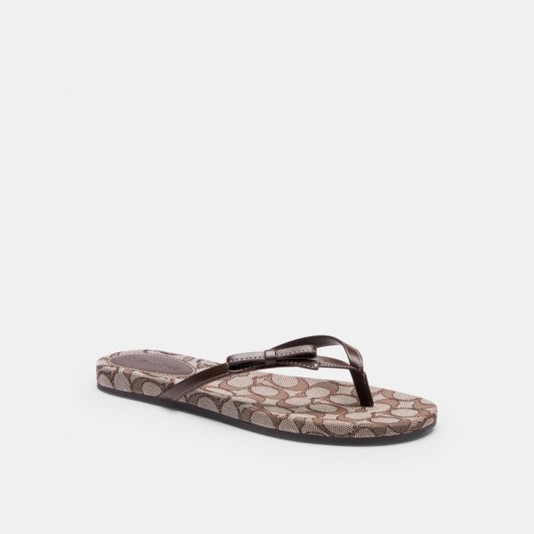 Coach Outlet Bow Flip Flop In Signature Jacquard - Preorder
