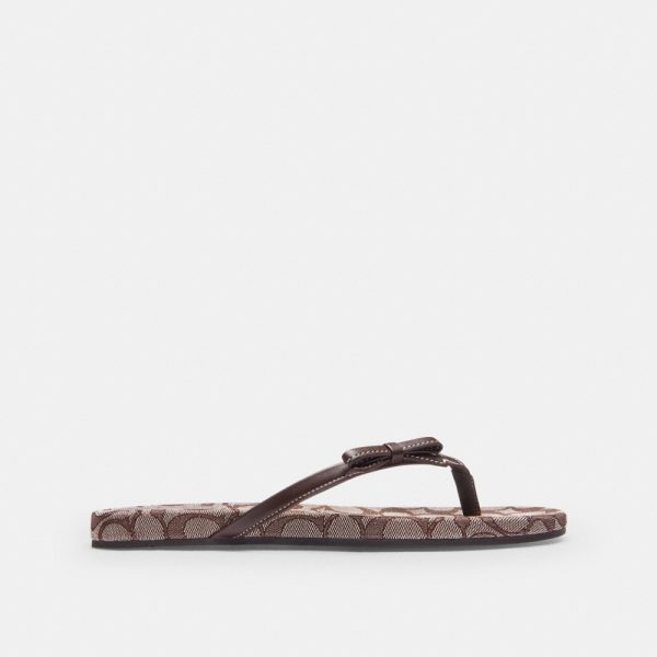 Coach Outlet Bow Flip Flop In Signature Jacquard - Preorder