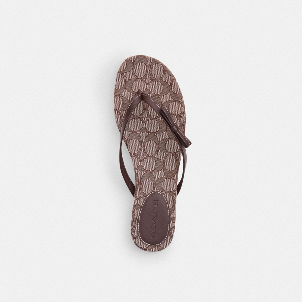 Coach Outlet Bow Flip Flop In Signature Jacquard - Preorder
