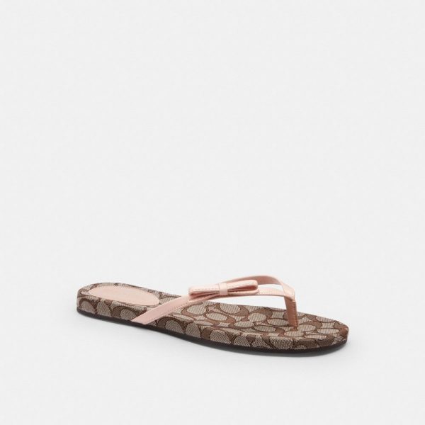 Coach Outlet Bow Flip Flop In Signature Jacquard - Preorder