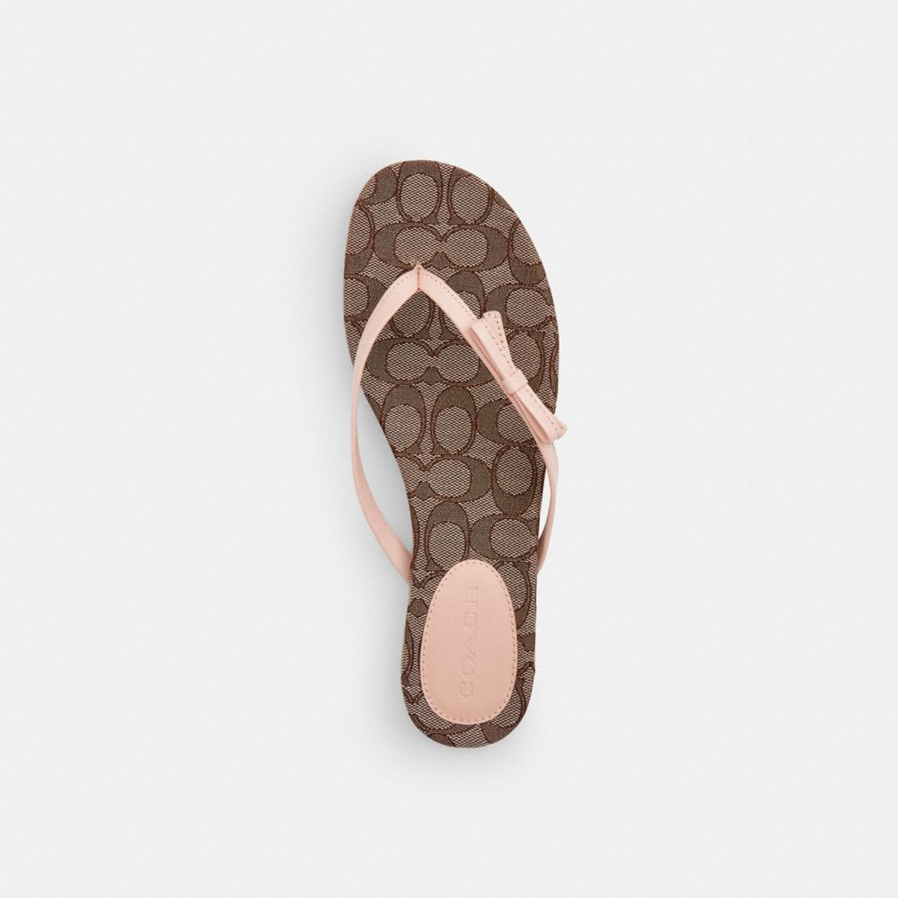 Coach Outlet Bow Flip Flop In Signature Jacquard - Preorder