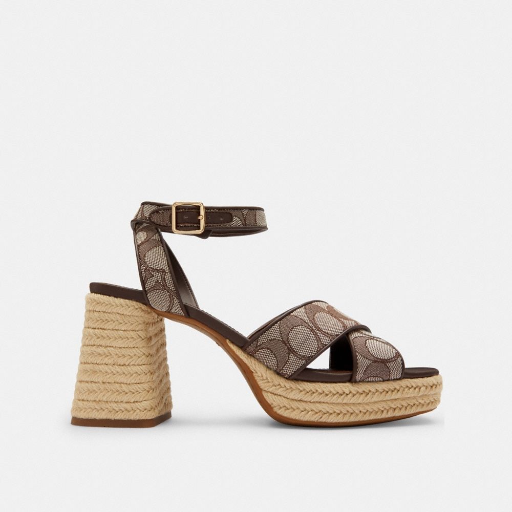 Coach Outlet Block Heel Sandal In Signature Jacquard - Preorder