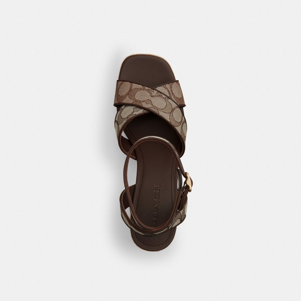 Coach Outlet Block Heel Sandal In Signature Jacquard - Preorder