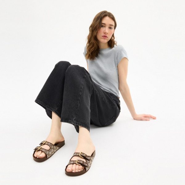 Coach Outlet Two Band Buckle Sandal In Signature Jacquard - Preorder