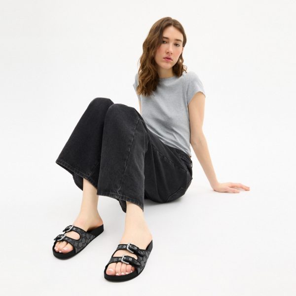Coach Outlet Two Band Buckle Sandal In Signature Jacquard - Preorder
