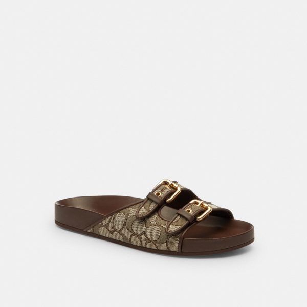 Coach Outlet Two Band Buckle Sandal In Signature Jacquard - Preorder