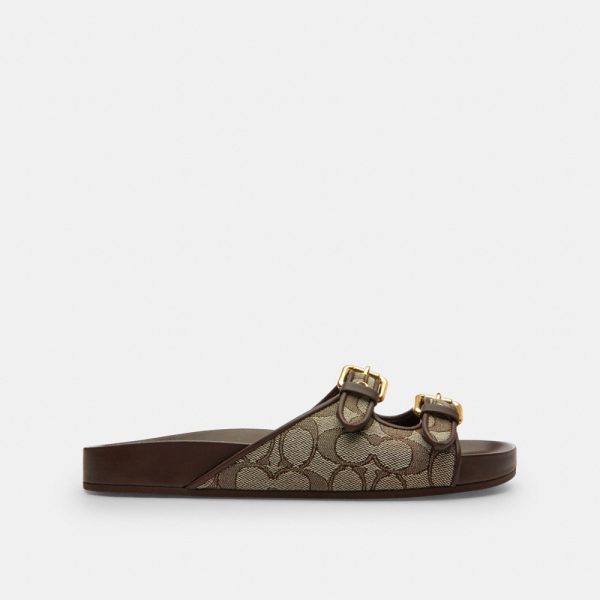 Coach Outlet Two Band Buckle Sandal In Signature Jacquard - Preorder