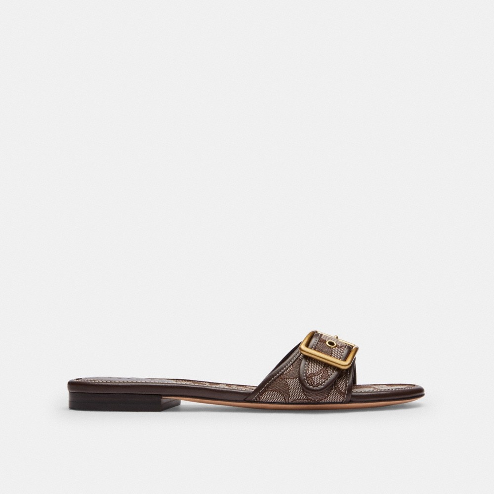 Coach Margot Flat Sandal In Signature Jacquard - Preorder