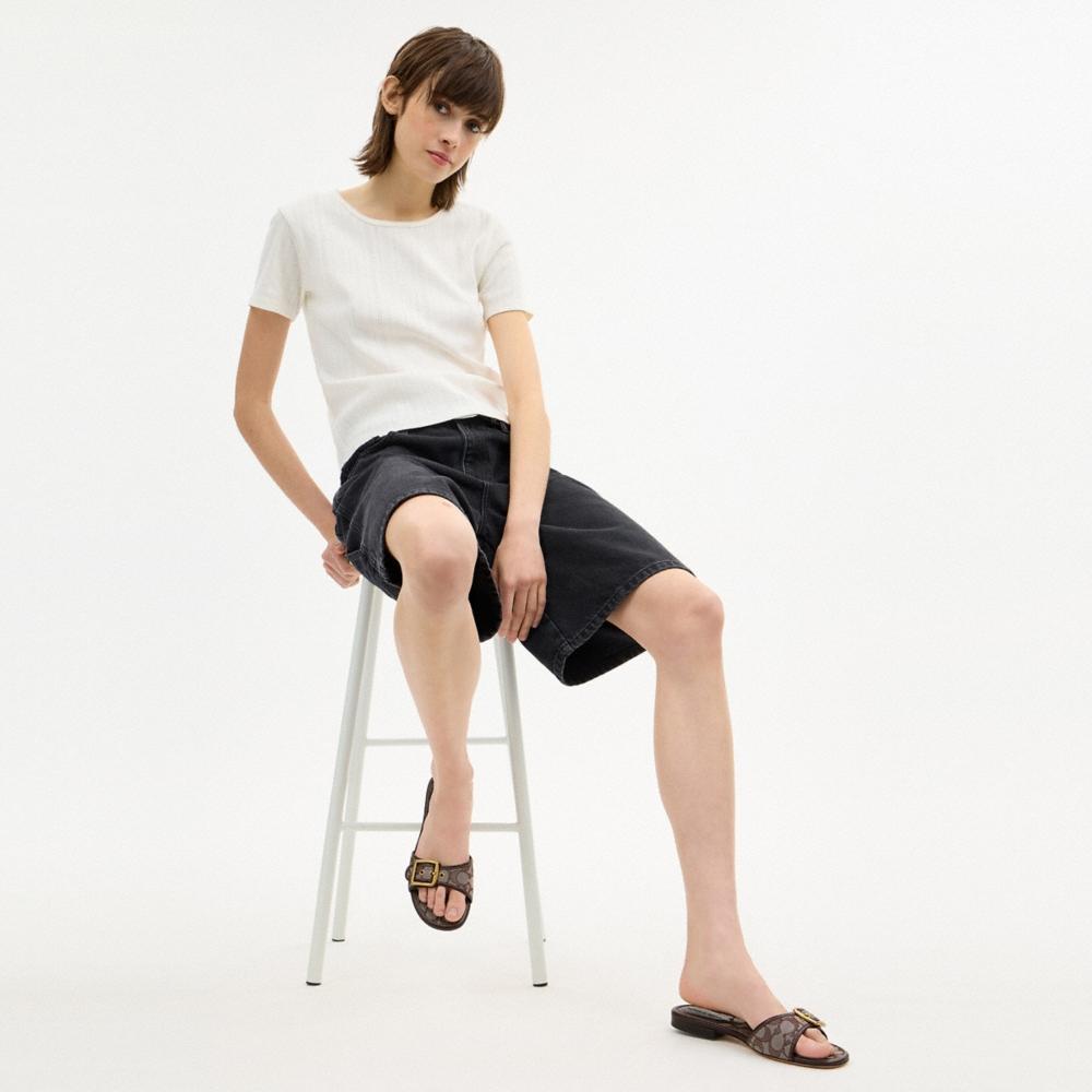 Coach Margot Flat Sandal In Signature Jacquard - Preorder
