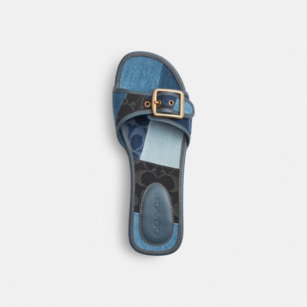 Coach Outlet Margot Wooden Sandal With Signature Denim Patchwork - Preorder
