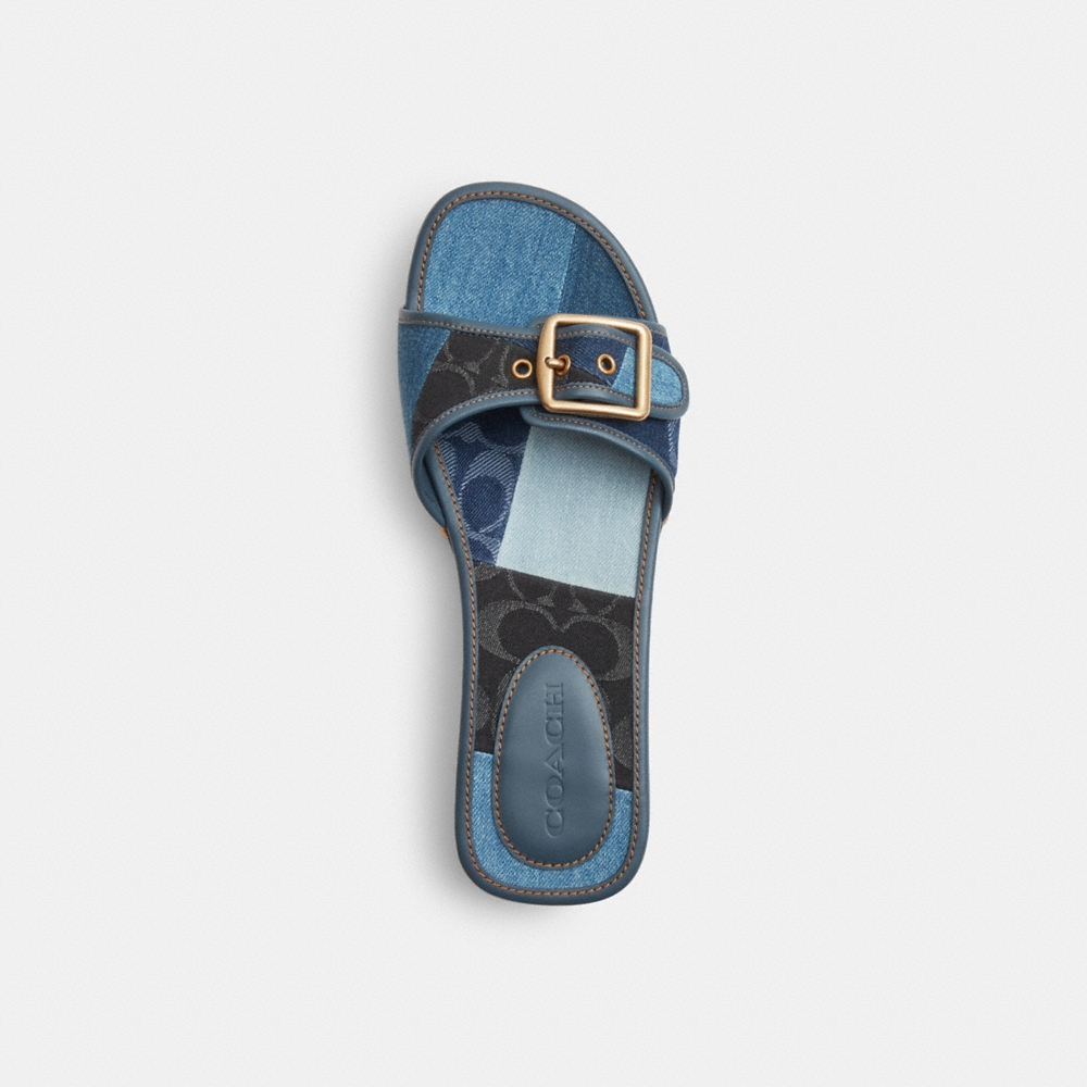Coach Outlet Margot Wooden Sandal With Signature Denim Patchwork - Preorder