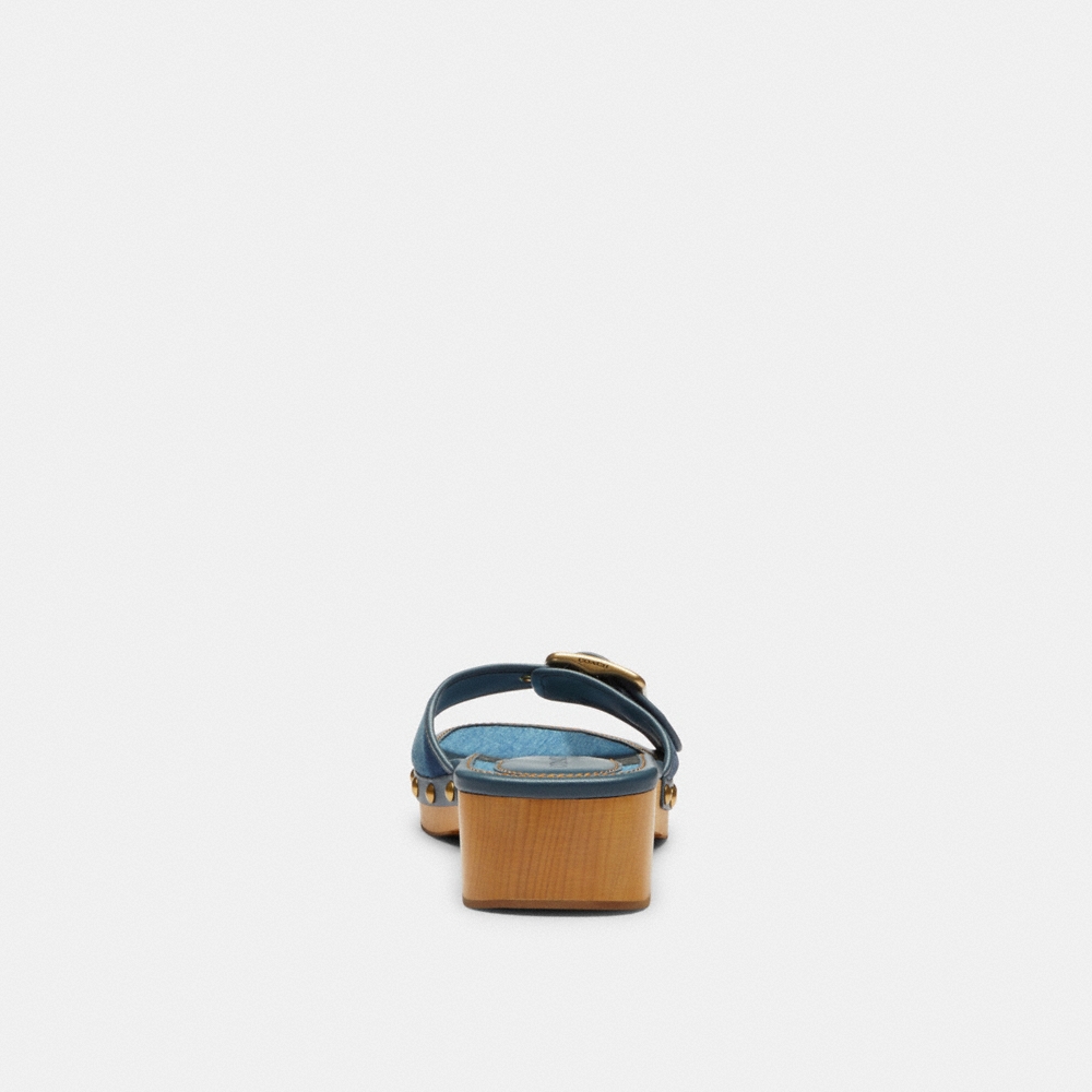 Coach Outlet Margot Wooden Sandal With Signature Denim Patchwork - Preorder