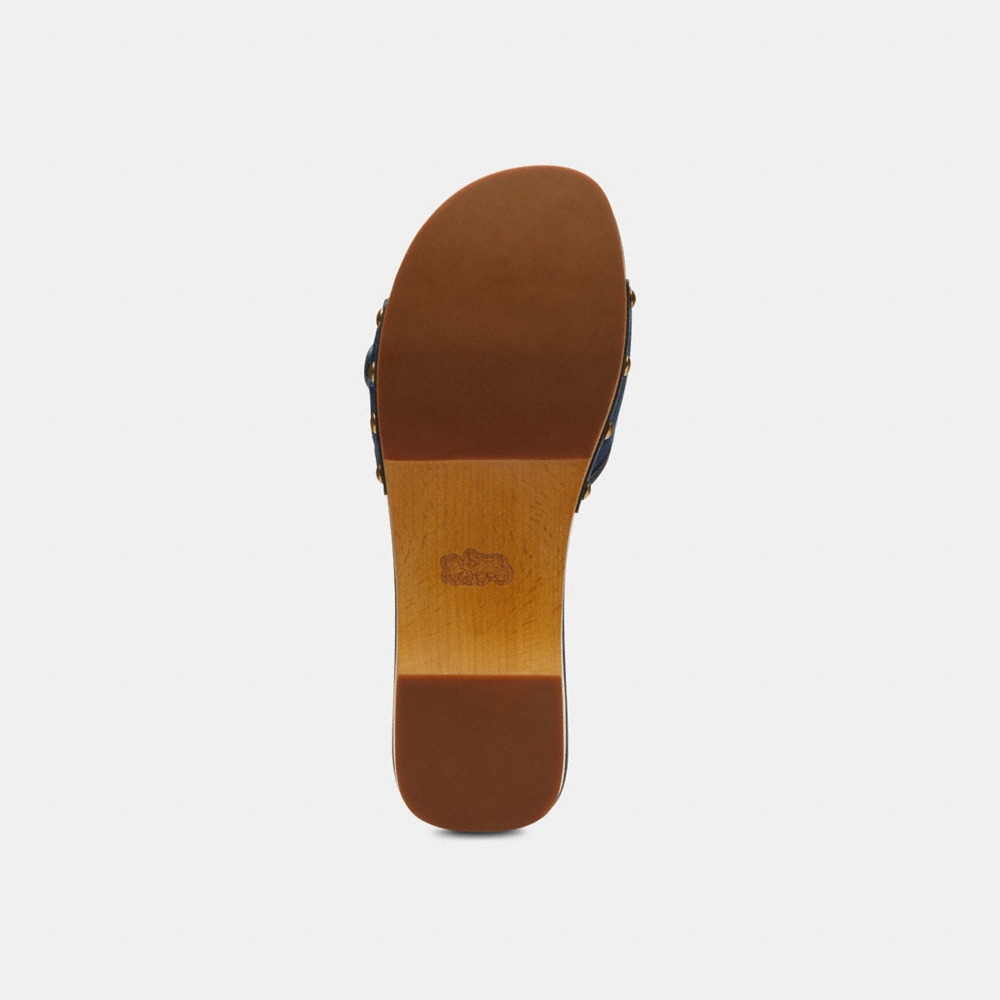Coach Outlet Margot Wooden Sandal With Signature Denim Patchwork - Preorder