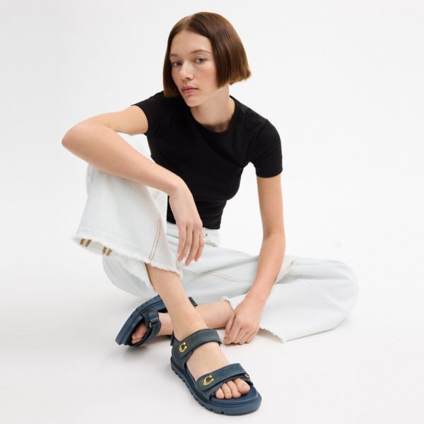 Coach Outlet Brynn Sandal In Loved Denim - Preorder