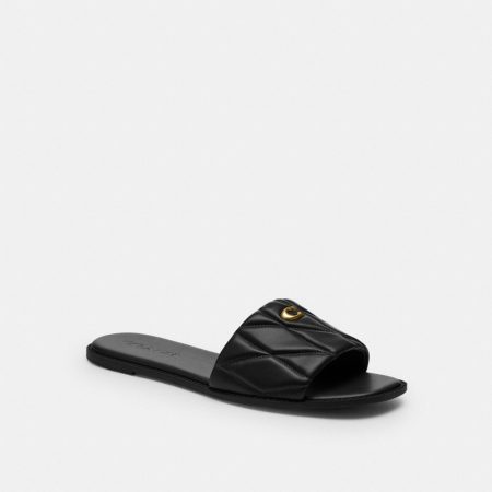 Coach Outlet Holly Sandal With Quilting - Preorder — Black