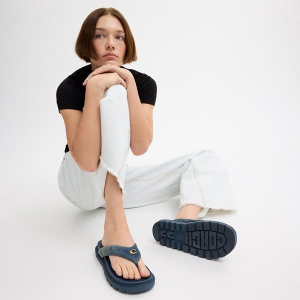 Coach Outlet Brynn Thong Sandal In Loved Denim - Preorder