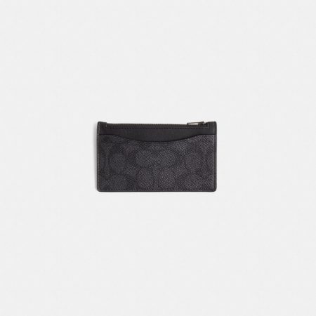 Coach Restored Zip Card Case In Signature Canvas - Preorder — Charcoal