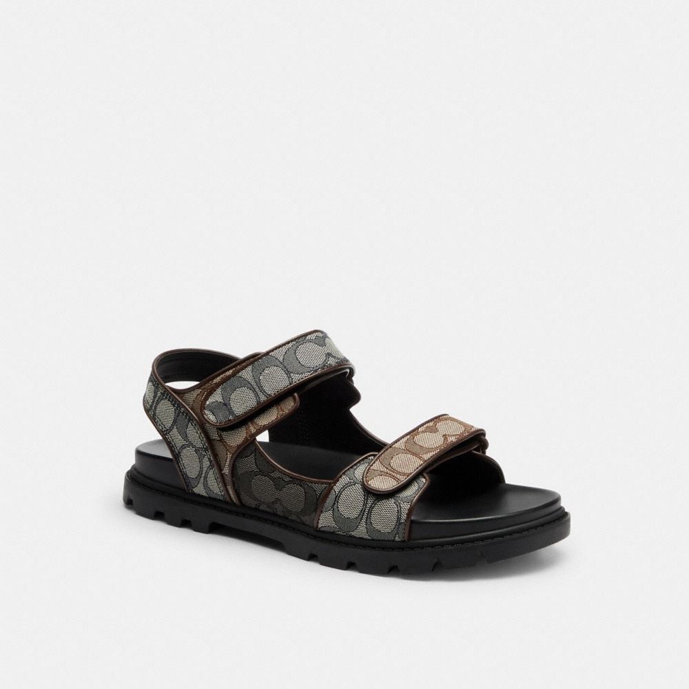 Coach Outlet Double Strap Sandal In Signature Jacquard - Preorder