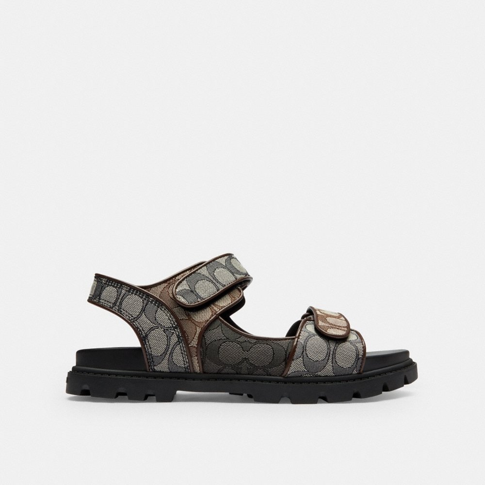 Coach Outlet Double Strap Sandal In Signature Jacquard - Preorder