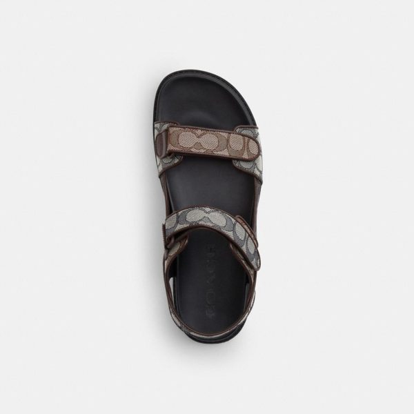 Coach Outlet Double Strap Sandal In Signature Jacquard - Preorder