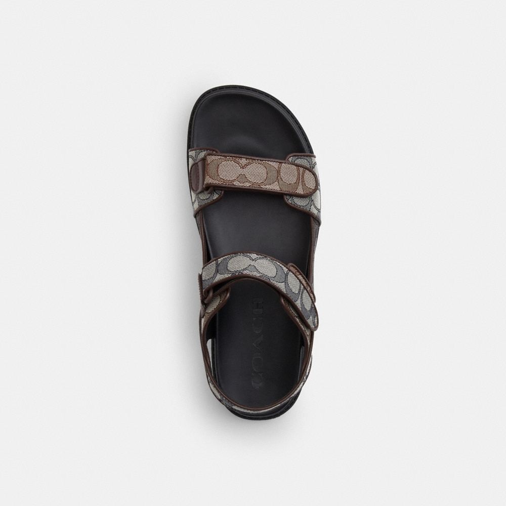 Coach Outlet Double Strap Sandal In Signature Jacquard - Preorder