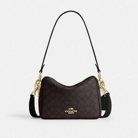 Coach Outlet Carey Crossbody Bag In Signature Canvas - Preorder — Brass/Walnut/Black