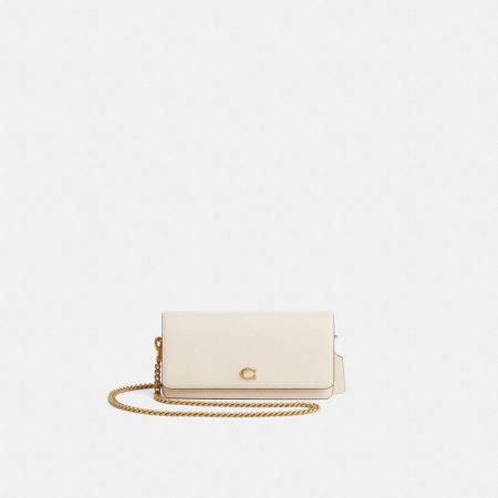 Coach Restored Evie Long Wallet With Chain - Preorder — Brass/Chalk