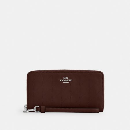 Coach Outlet Long Zip Around Wallet With Quilting - Preorder — Silver/Maple