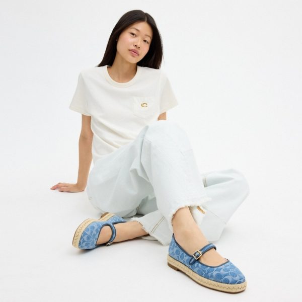 Coach Outlet Mary Jane Espadrille In Signature Denim - Preorder