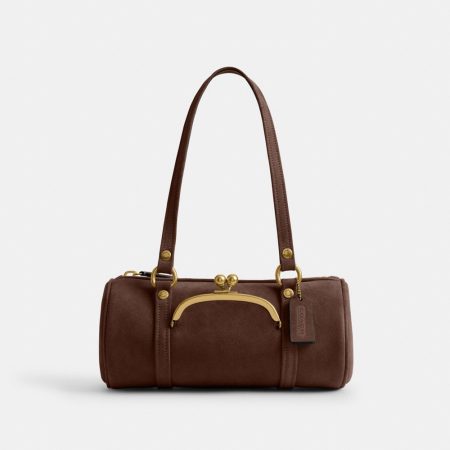Coach Outlet Kisslock Barrel Bag 28 - Preorder — Brass/Dark Chocolate