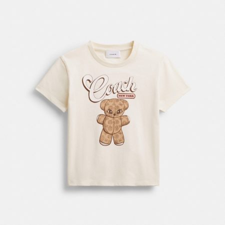 Coach Outlet Teddy Stuffie T-Shirt In Organic Cotton - Preorder — Cream