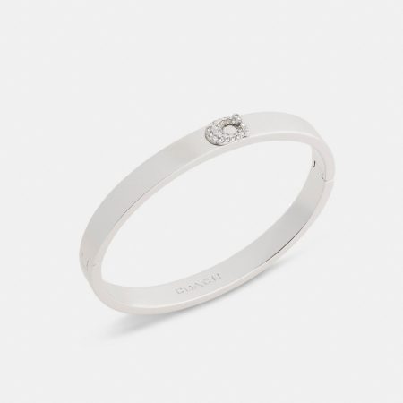 Coach Outlet Pavé C Hinged Bangle - Preorder — Silver