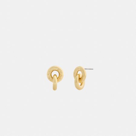 Coach Outlet Interlock Drop Earrings - Preorder — Brass