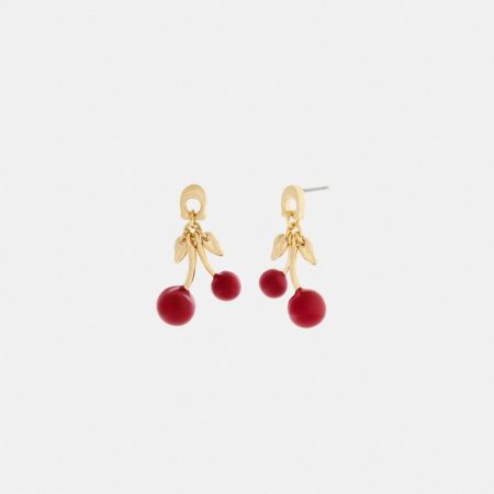 Coach Cherry Drop Earrings - Preorder — Brass/Red