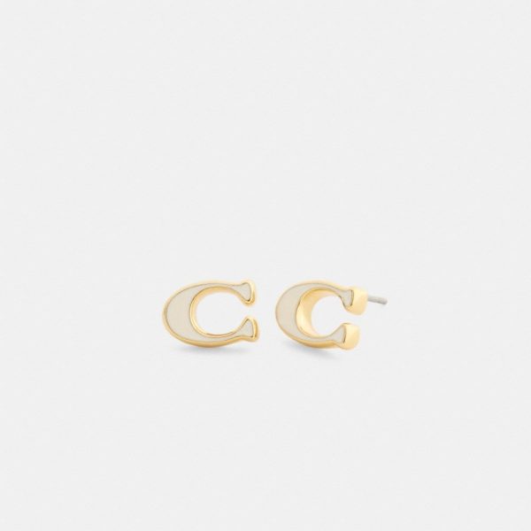 Coach Enamel Signature Stud Earrings - Preorder