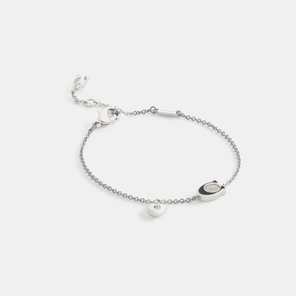 Coach Enamel Signature Heart Charm Linear Bracelet - Preorder