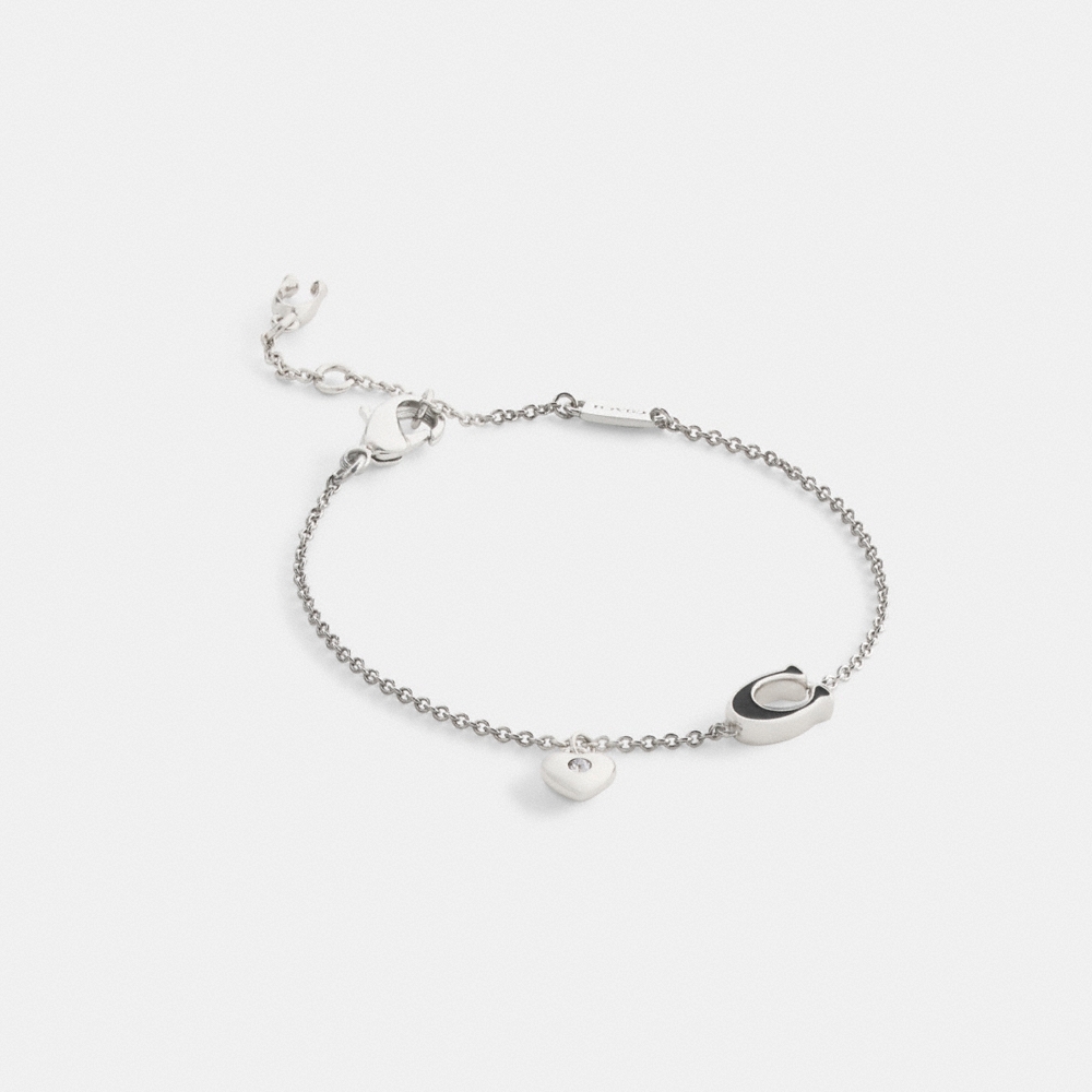 Coach Enamel Signature Heart Charm Linear Bracelet - Preorder