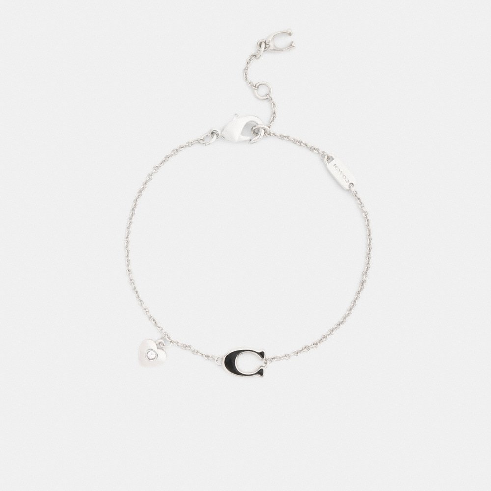 Coach Enamel Signature Heart Charm Linear Bracelet - Preorder