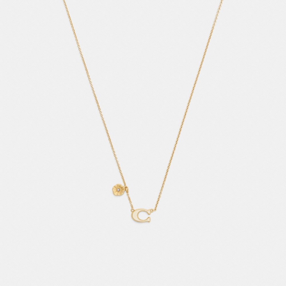 Coach Enamel Signature Tea Rose Charm Pendant Necklace - Preorder