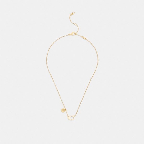Coach Enamel Signature Tea Rose Charm Pendant Necklace - Preorder