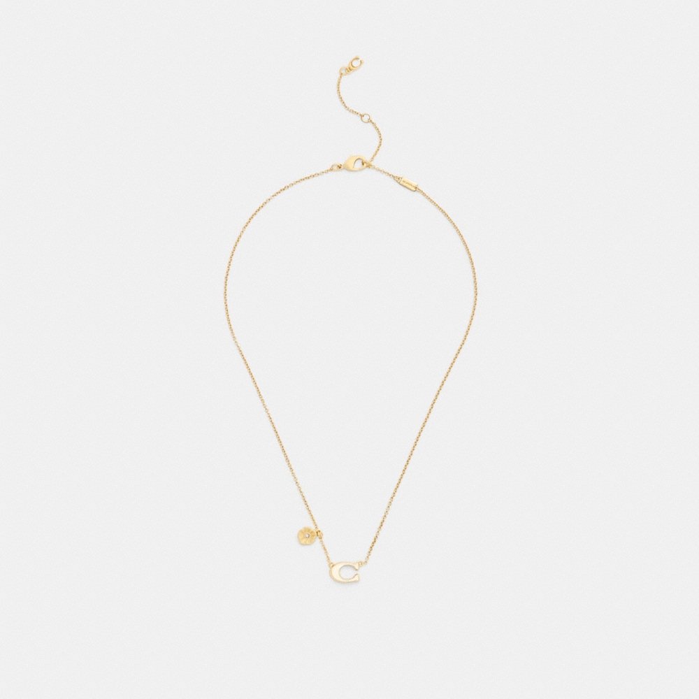 Coach Enamel Signature Tea Rose Charm Pendant Necklace - Preorder